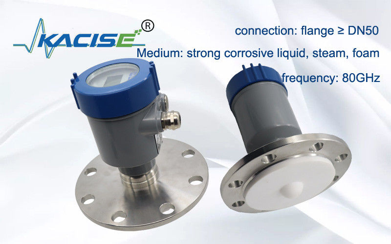 เครื่องส่งสัญญาณเรดาร์ Kacise 80GHz พร้อมเอาต์พุต RS485 Modbus สำหรับการวัดระดับช่วง 100 ม.