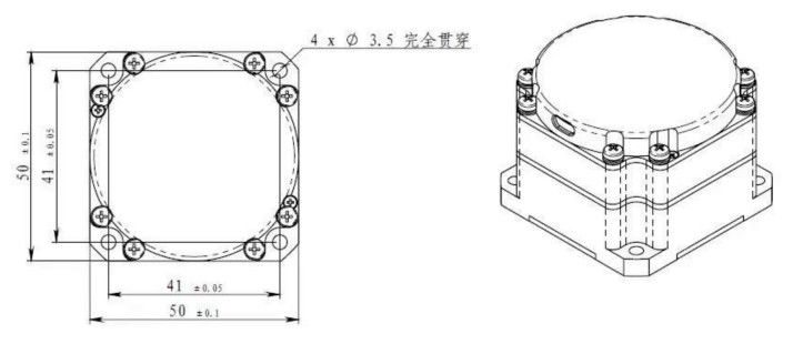 เครื่องตรวจจับอัตรามุมเฉื่อยด้วย ≤0.1°/h Bias Drift Compact 50×50×36mm และเวลาเริ่มต้น 5s