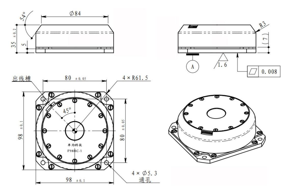 เซนเซอร์ไจโรสโกปอิเล็กทรอนิกส์ความแม่นยํา ≤ 0.005o / H ^ 1/2 คอฟเซนต์การเดินสุ่ม, ≤ 10ppm การซ้ําปัจจัยขนาดและขนาดเล็ก 98 × 98 × 35 มม สําหรับการนําทาง