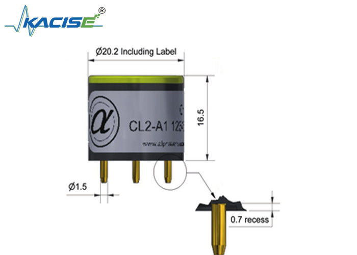 CL2-A1 Chlorine Sensor - 3-Electrode with 20 Range, ± 1.5 Linearity and 50 Overgas Limit (เซ็นเซอร์คลอรีน CL2-A1) - อิเล็กทรอน 3 ตัวที่มีระยะ 20 ระยะ, ± 1.5 ลิเนียริต และ 50 กําหนดความจํากัดของก๊าซเกิน)