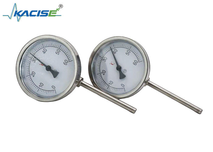 WSS-411W เทอร์โมมิเตอร์ Bimetallic อุตสาหกรรมพร้อมสแตนเลสสตีล 304/316 ความยาวก้านที่ปรับแต่งได้ และไม่จำเป็นต้องใช้แหล่งจ่ายไฟ