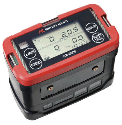 เครื่องตรวจจับก๊าซหลายชนิด Riken Keiki GX-8000 พร้อมจอแสดงผล LCD แบบดิจิตอลการนำความร้อนและโครงสร้างกันน้ำ