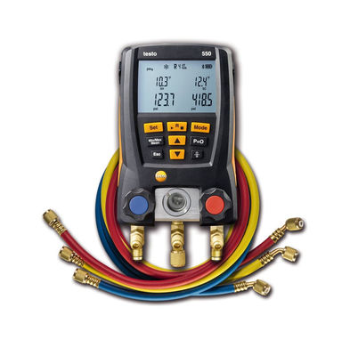 Testo 550 Digital Refrigerant Manifold Kit พร้อม Bluetooth Connectivity 60 โปรไฟล์เครื่องเย็นและการออกแบบที่แข็งแรง