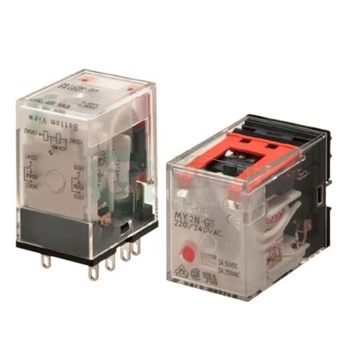 รีเล่ประสงค์ทั่วไป Omron MY2-GS ด้วยการทํางาน 24VDC, ความต้านทานโค้ล 662 Ω, และแบบฟอร์มติดต่อ DPDT